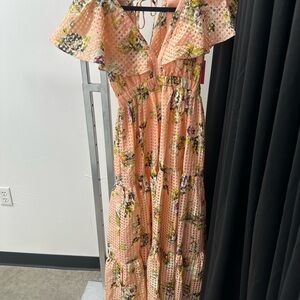 Buddy Love Orange Ruffled Wrap Sundress